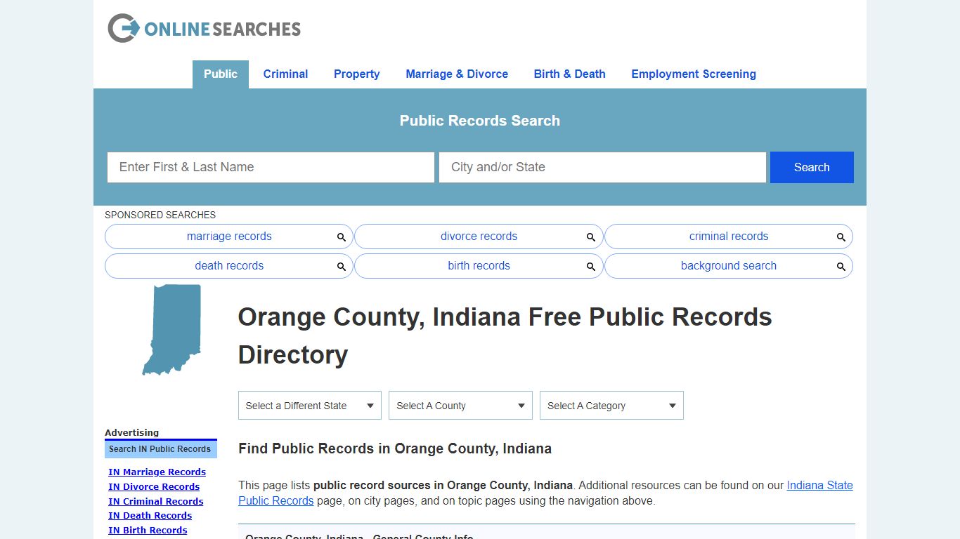 Orange County, Indiana Free Public Records Directory
